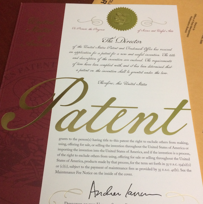 Printed patent booklet -- granted patent from USPTO
