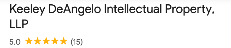 small screen shot of five starts as seen on google reviews page for keeleydeangelo llp.